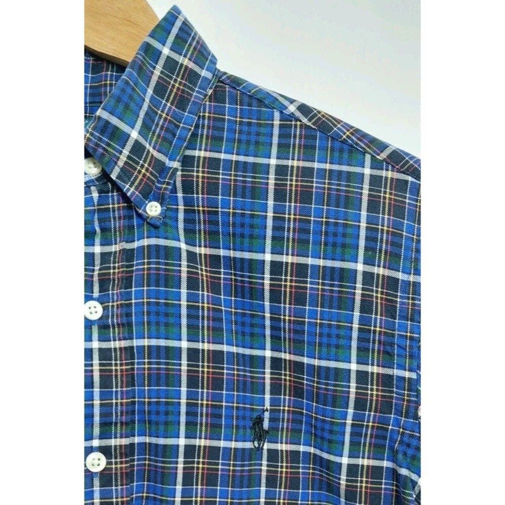Ralph Lauren Men's Size Small Shirt Long Sleeve Custom Fit Blue Black Pony Logo